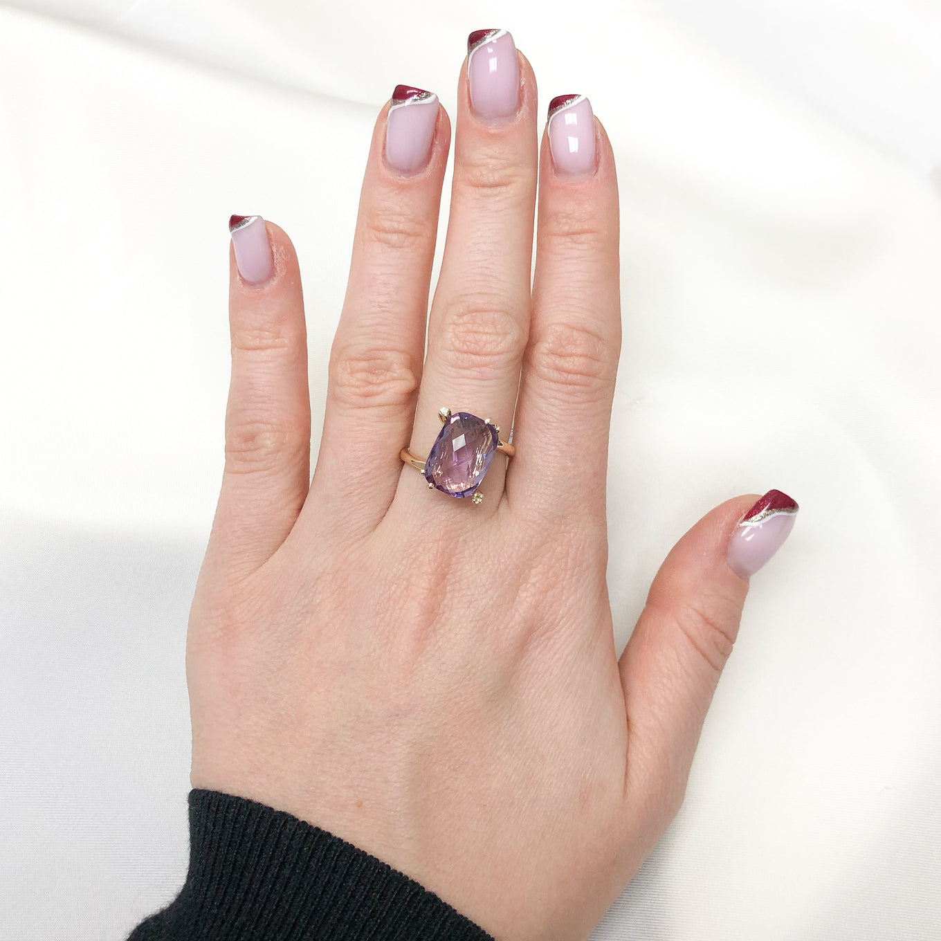 Inel Aur 14k cu Piatra Ametist si Zirconiu - Bijuteria Cleopatra