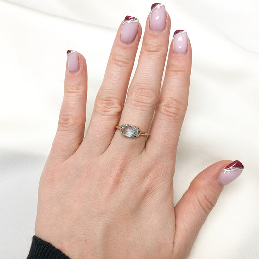 Inel Aur 14k cu Piatra Blue Topaz - Bijuteria Cleopatra