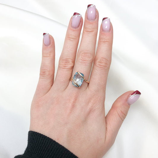 Inel Aur 14k cu Piatra Blue Topaz - Bijuteria Cleopatra