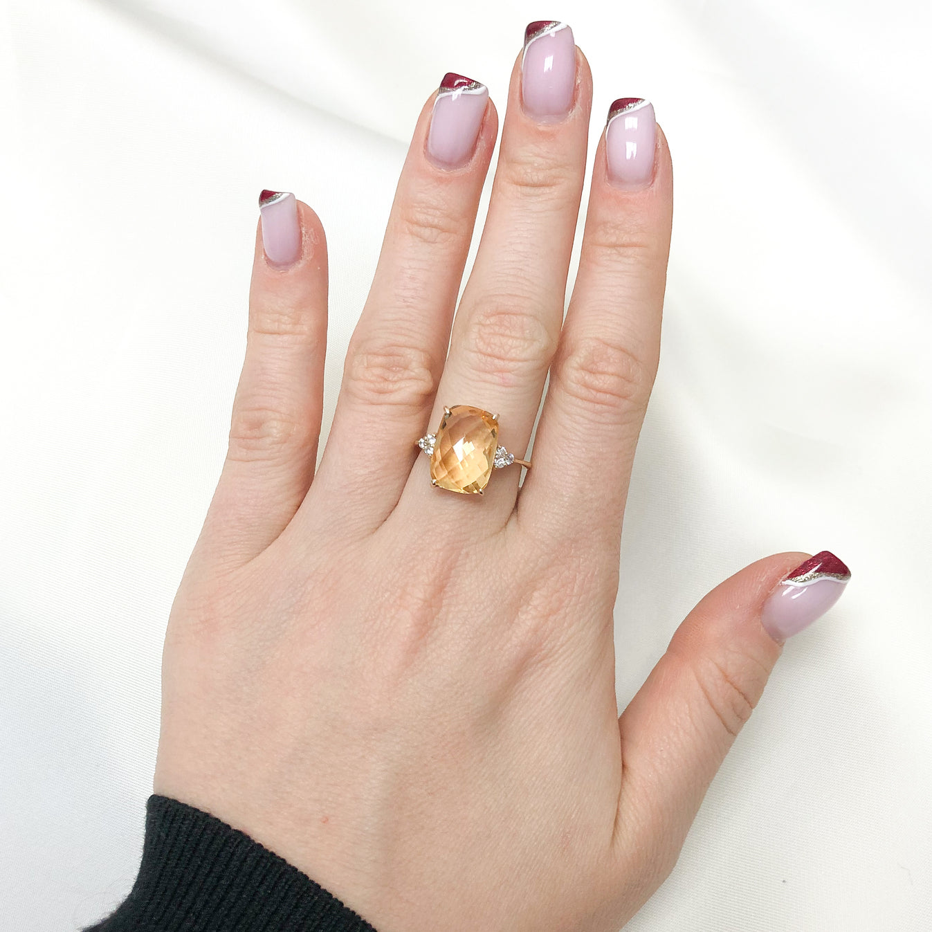 Inel Aur 14k cu Piatra Citrin si Zirconiu - Bijuteria Cleopatra