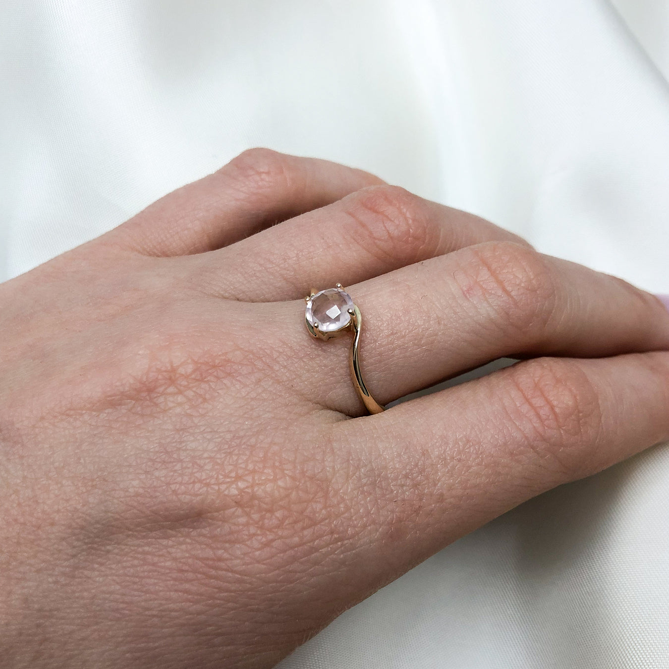 Inel Aur 14k cu Piatra Cuart Roz - Bijuteria Cleopatra