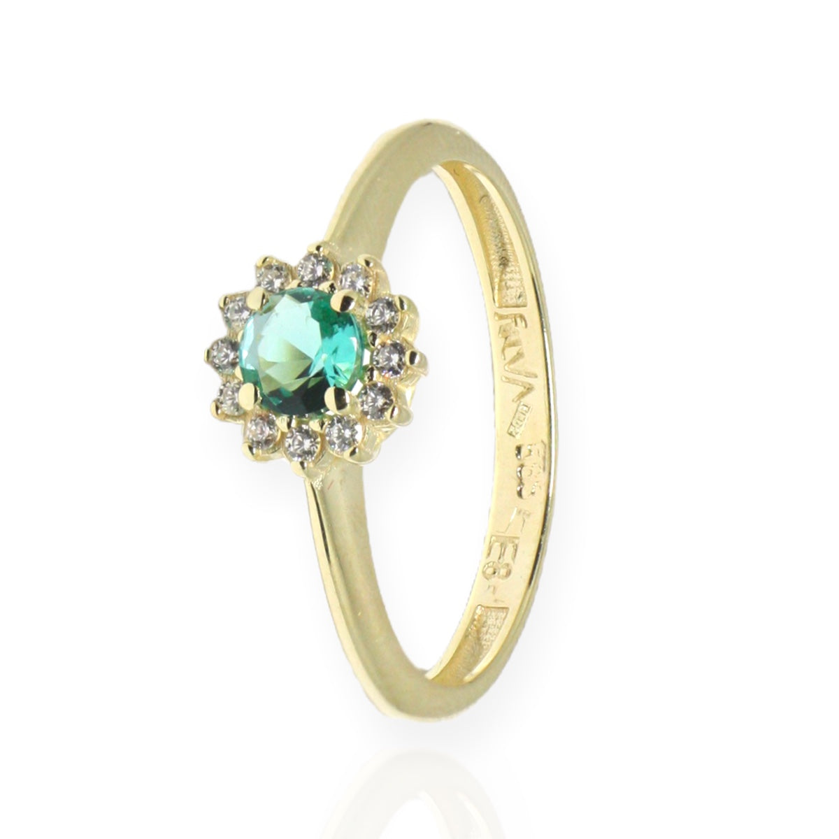 Inel Aur 14K Cu Piatra Paraiba Si Pietre Zirconia - Bijuteria Cleopatra