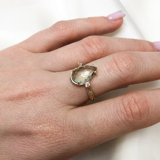 Inel Aur 14k cu Piatra Topaz Verde - Bijuteria Cleopatra