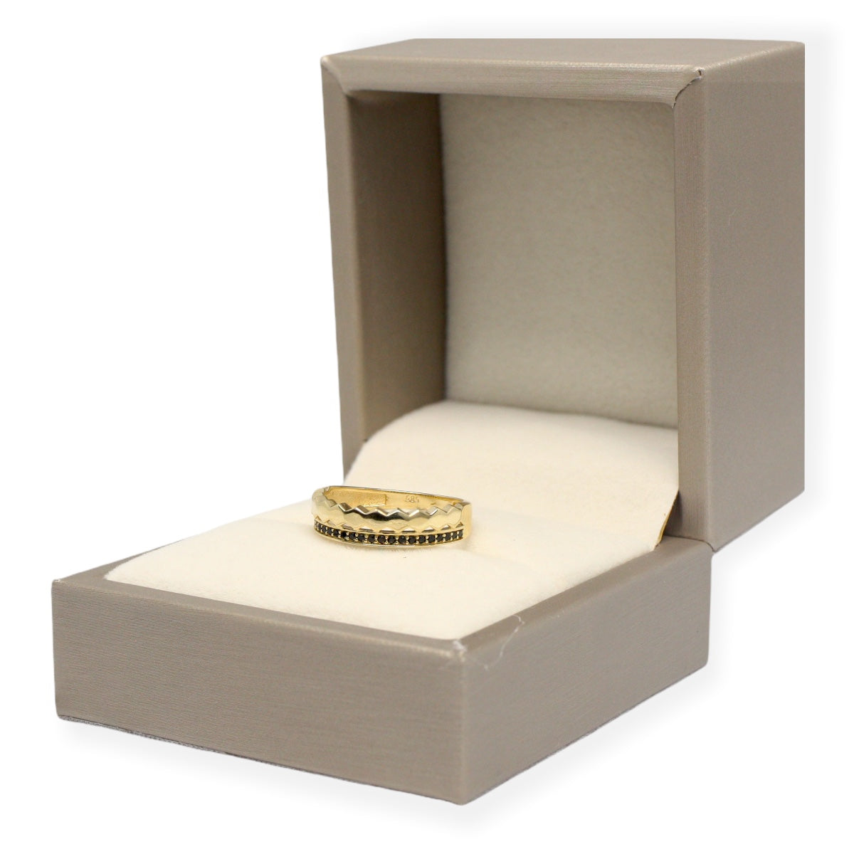 Inel Aur 14K Cu Pietre Zirconia Negre - Bijuteria Cleopatra