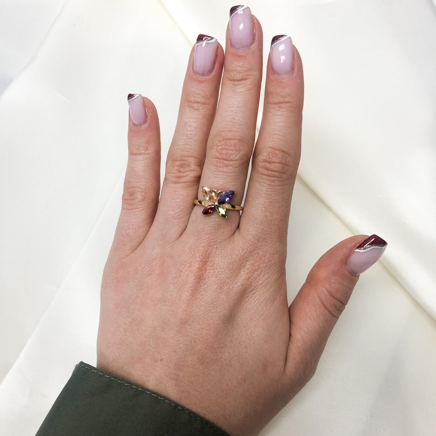 Inel Aur 14k Fluture cu Pietre Colorate - Bijuteria Cleopatra