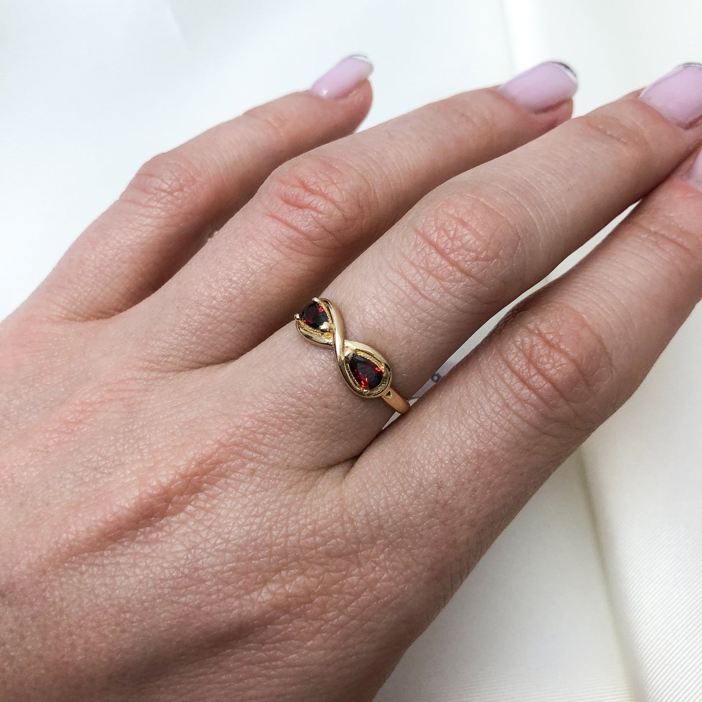 Inel Aur 14k Fundita cu Piatra Rosie - Bijuteria Cleopatra