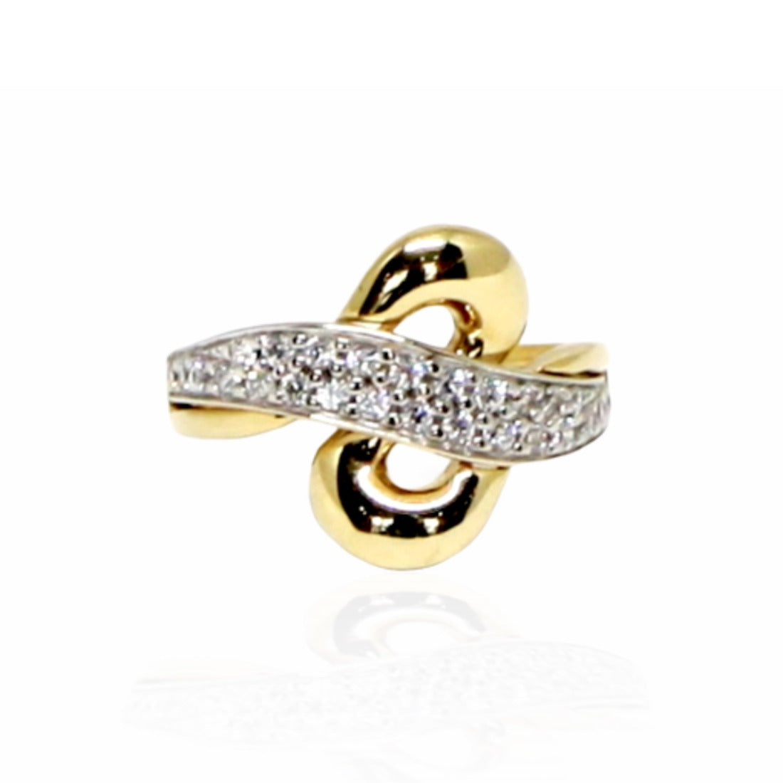 Inel Aur 14k Bucla si Pietre Zirconia - Bijuteria Cleopatra