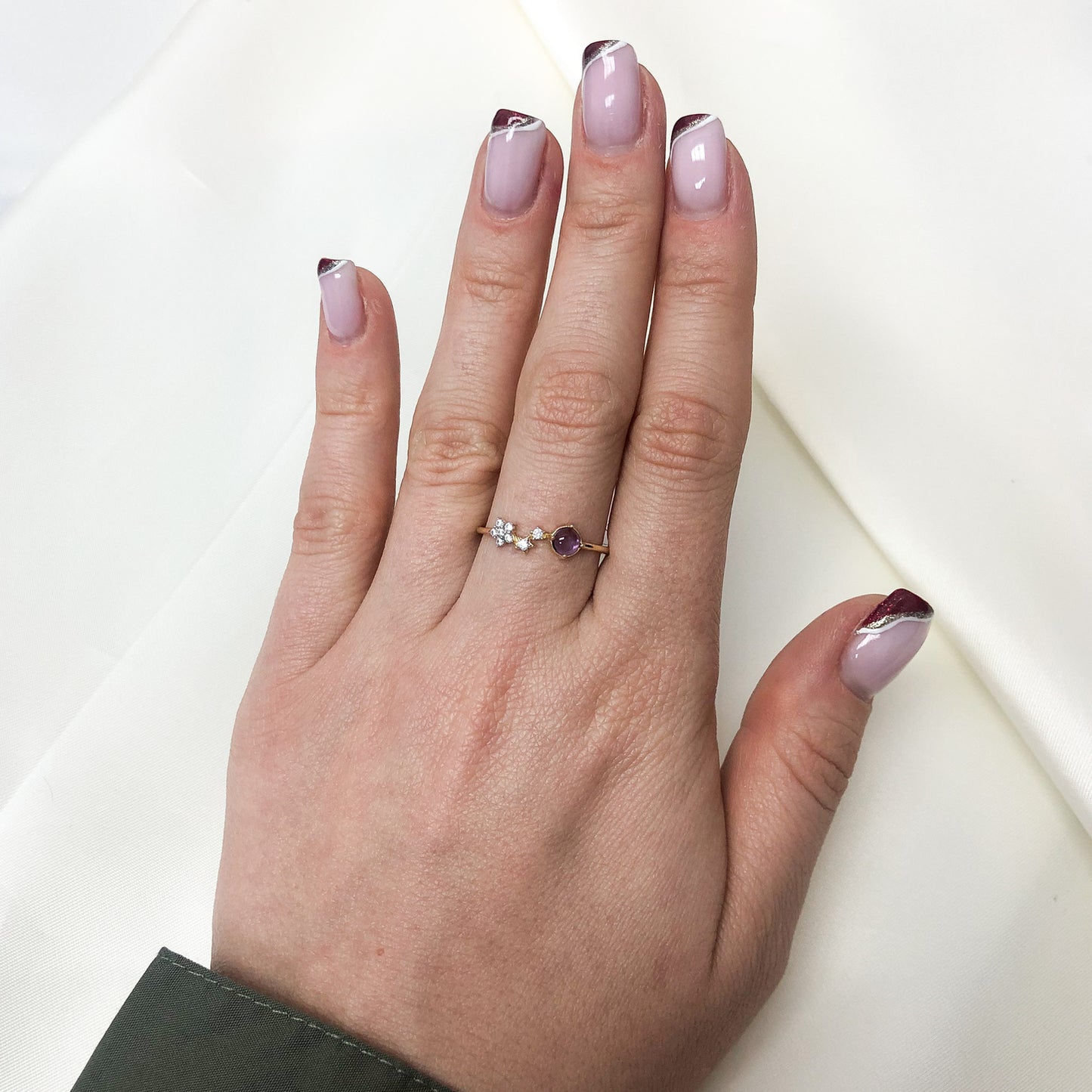 Inel Aur 14k Stelute si Piatra Mov - Bijuteria Cleopatra