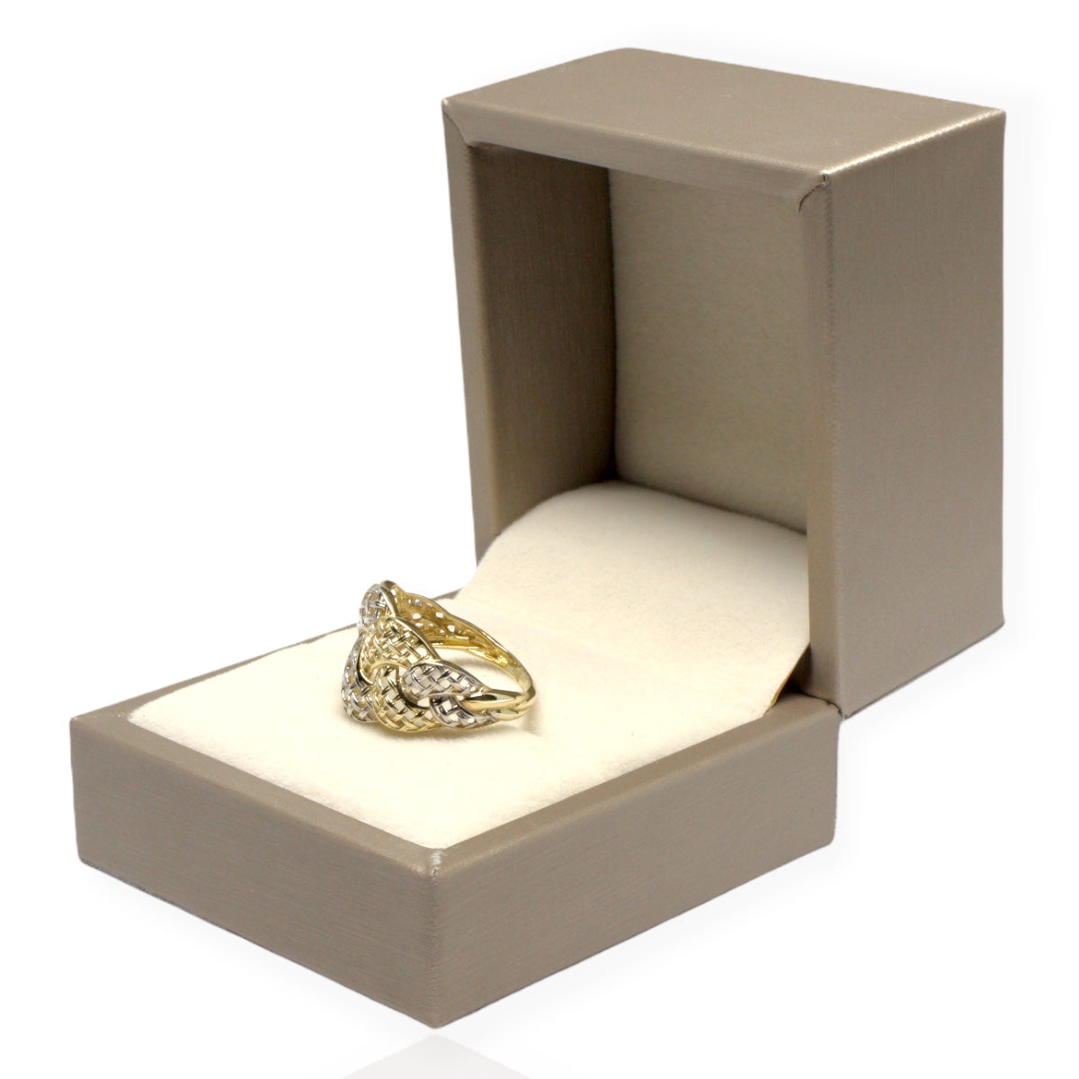 Inel Impletit Aur Galben si Aur Alb 14K - Bijuteria Cleopatra