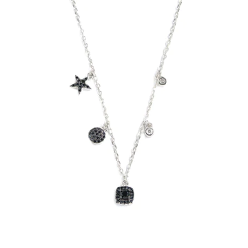 Lant Argint cu Figurine si Pietre Negre - Bijuteria Cleopatra
