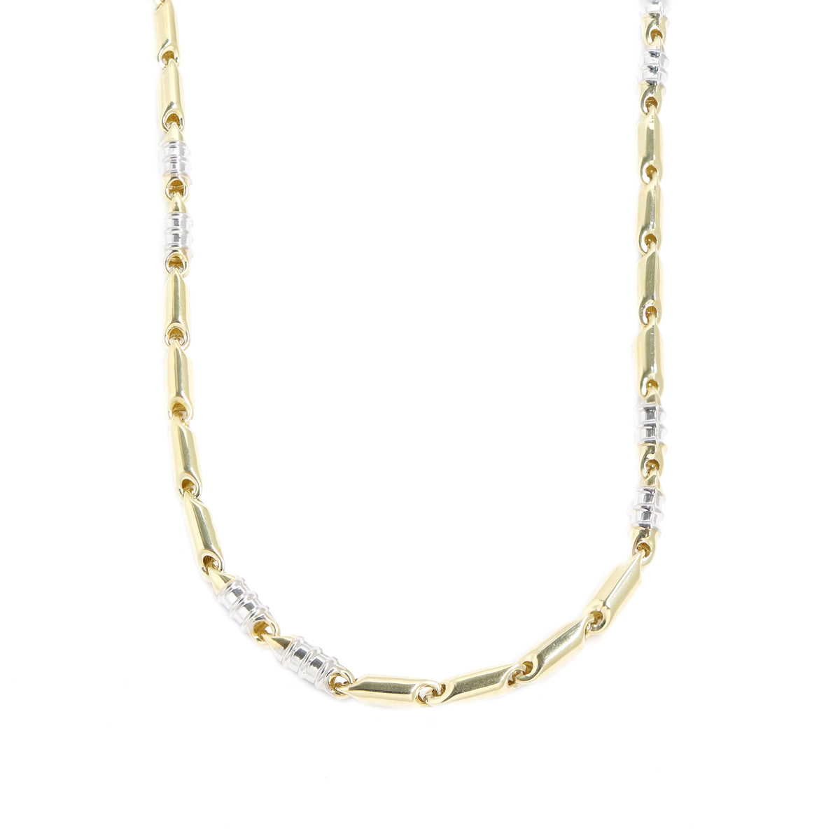 Lant Aur Alb si Galben 14k Tubular - Bijuteria Cleopatra