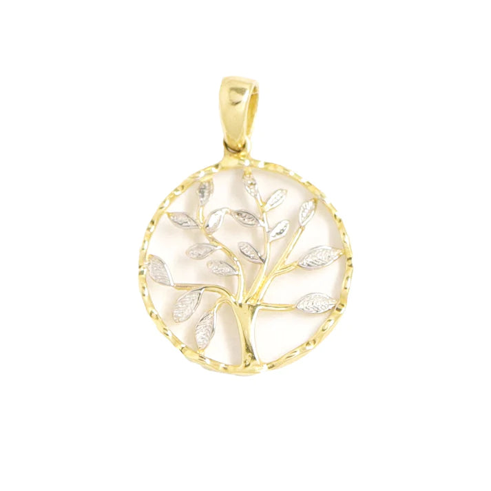 Pandantiv Aur 14k Galben si Alb Copacul Vietii