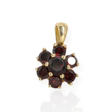 Pandantiv Aur 14k Floare cu Piatra Granat - Bijuteria Cleopatra