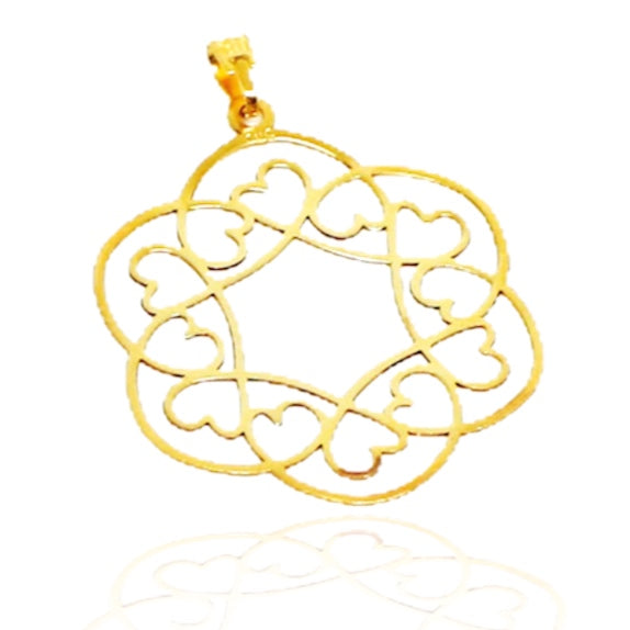 Pandantiv Aur 14k Floare si Inimioare - Bijuteria Cleopatra