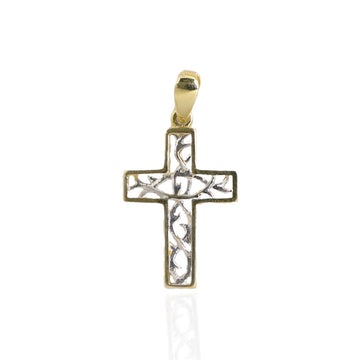 Pandantiv Cruce Aur 14k in Doua Culori - Bijuteria Cleopatra