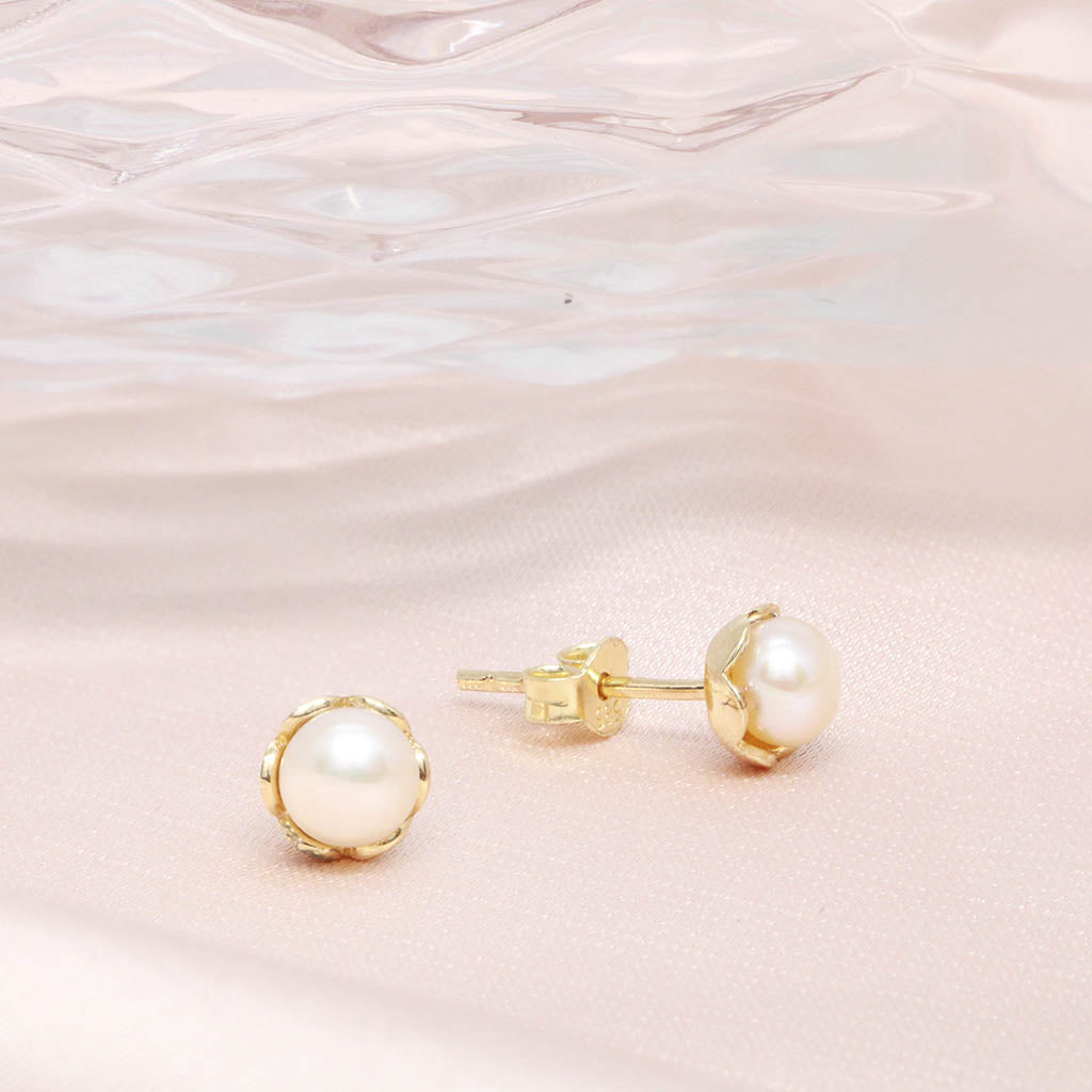 Cercei Aur 14k cu Perla Alba - Bijuteria Cleopatra