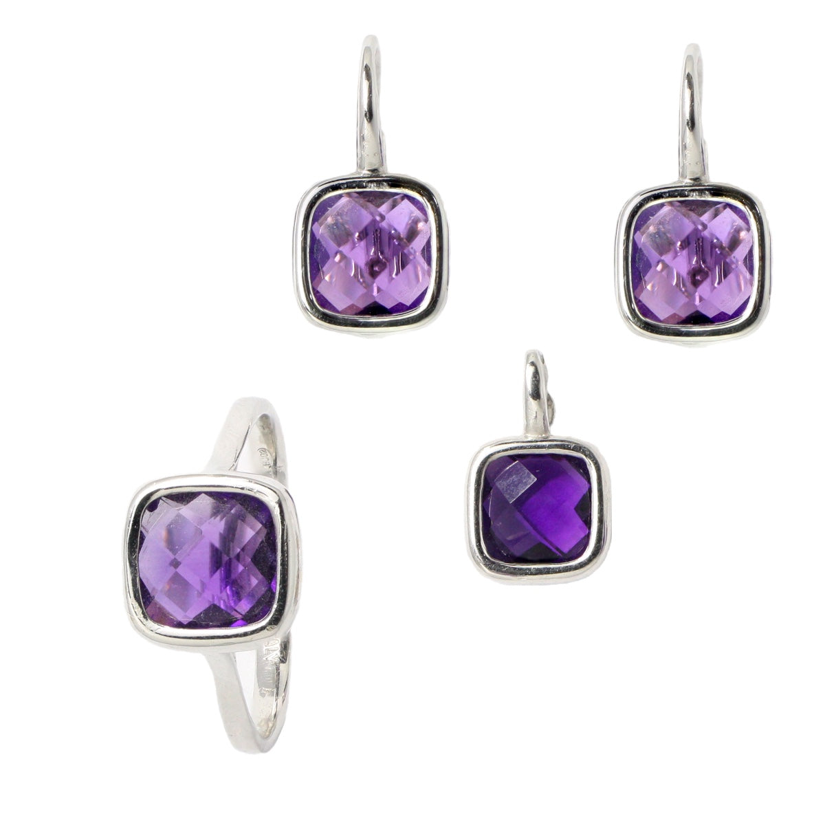 Set Aur Alb 14k cu Piatra Ametist - Bijuteria Cleopatra