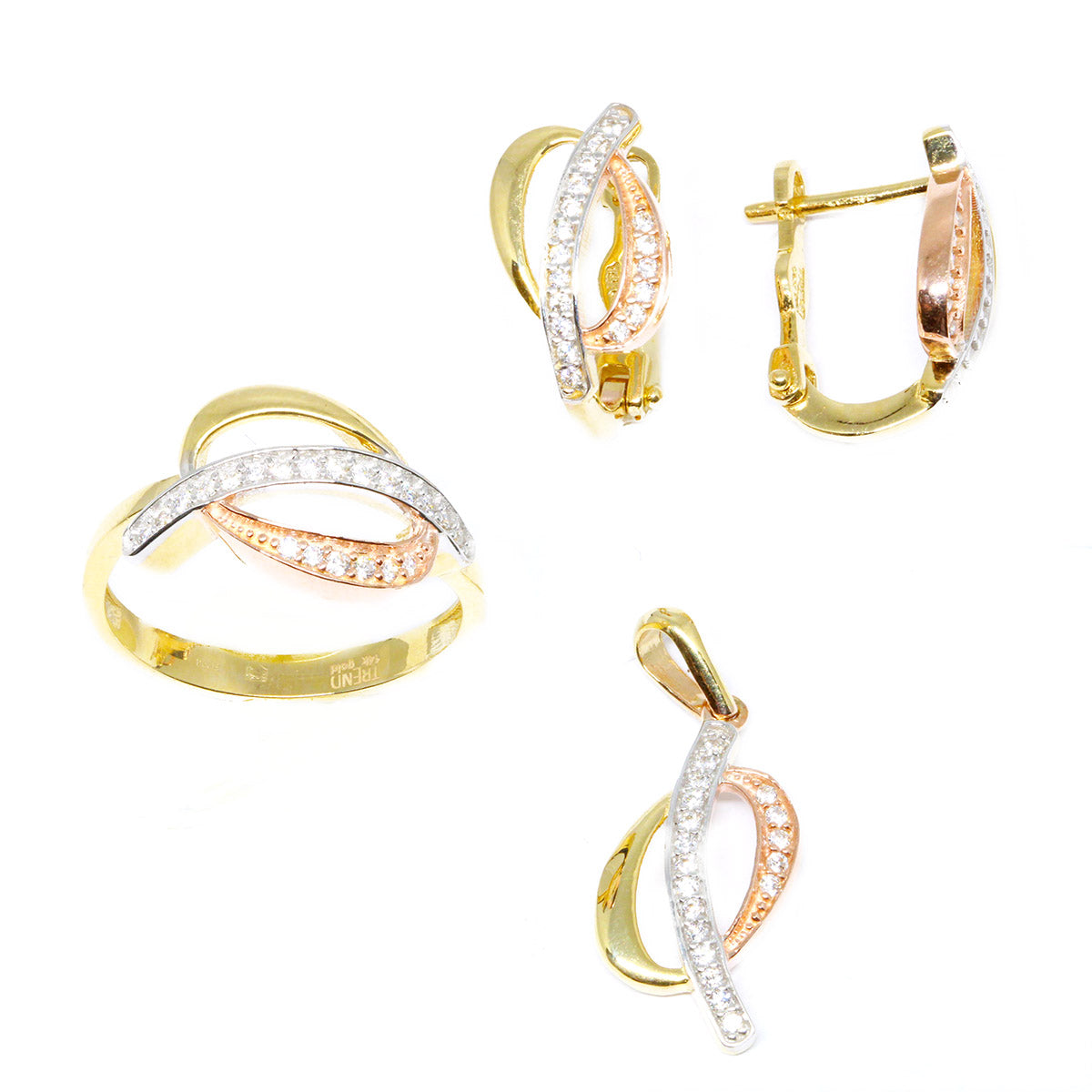 Set Aur Alb, Galben si Roz 14k Minimalist - Bijuteria Cleopatra