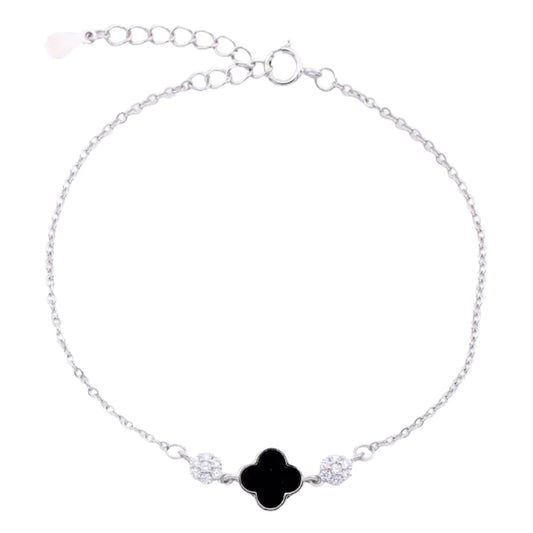 Bratara Argint Floare cu Onix si Zirconia