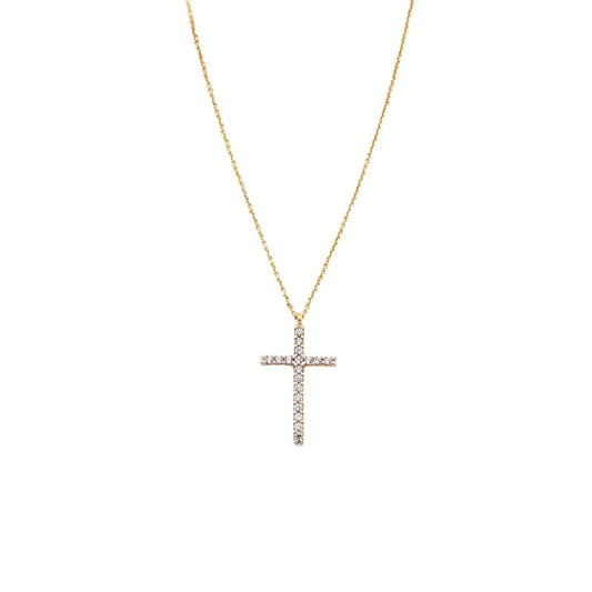 Lant Aur 14k Cruce cu Pietre Zirconia 1.6 cm Big Cross