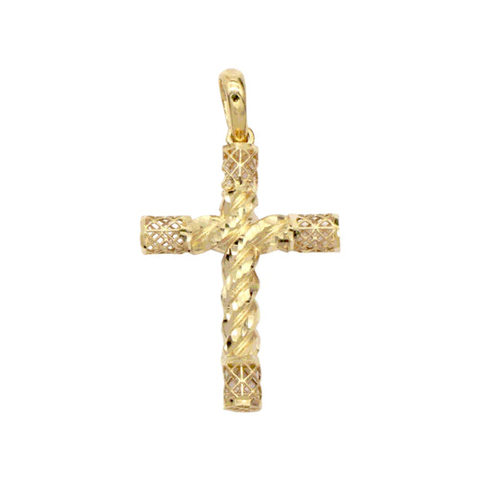 Pandantiv Aur 14k Cruce cu Elemente Filigran Spiral Cross