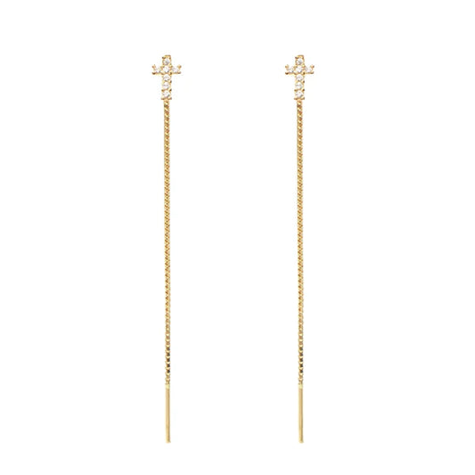 Cercei Aur 14k Fir Cruce
