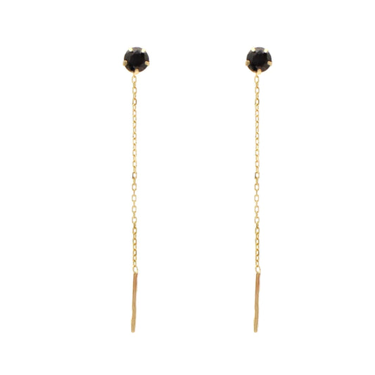 Cercei Fir Aur 14k cu Piatra Neagra