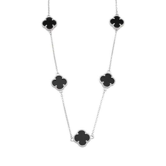 Lant Argint Flori cu Onix 1cm
