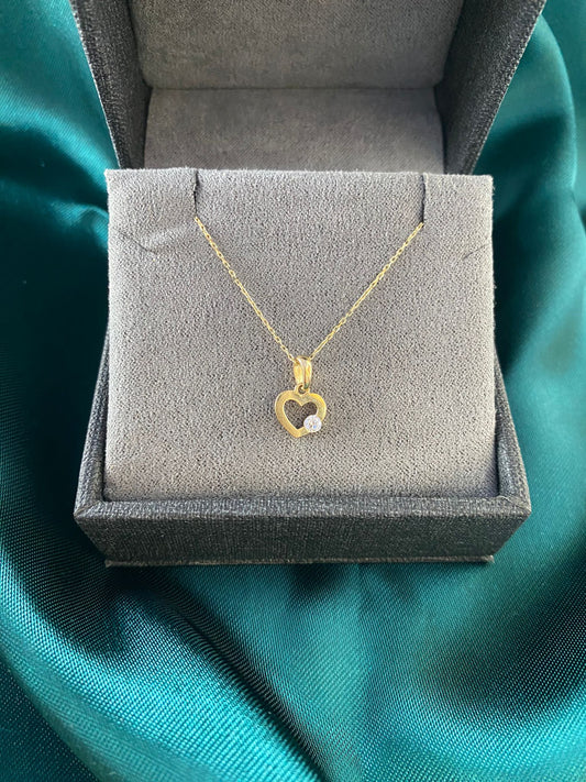 Pandantiv Aur 14K Inima cu Piatra Zirconia