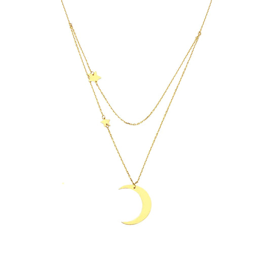 Lant Dublu Aur 14k Semiluna si Stele