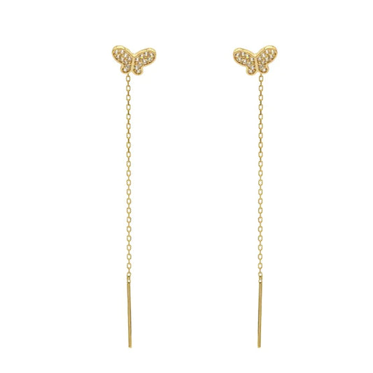 Cercei Fir Aur 14k Fluture cu Pietre Zirconia
