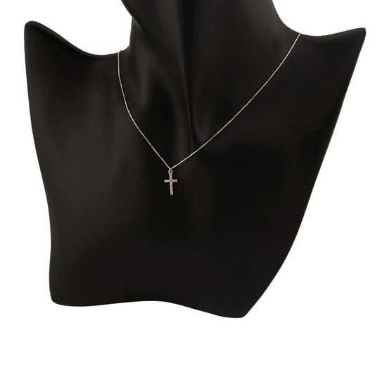 Lant Aur 14k Cruce cu Pietre Zirconia 1.3 cm Medium Cross