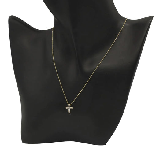 Lant Aur 14k Cruce cu Pietre Zirconia