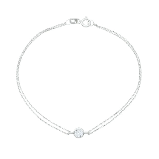 Bratara Aur Alb 14k cu Piatra Zirconia Clasica