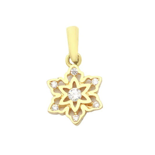 Pandantiv Aur 14k Floare cu Pietre Zirconia