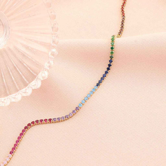 Bratara Tennis Aur 14k cu Pietre Multicolore