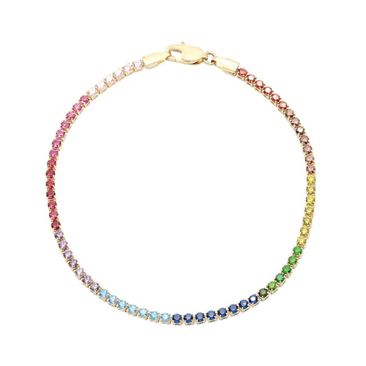 Bratara Tennis Aur 14k cu Pietre Multicolore