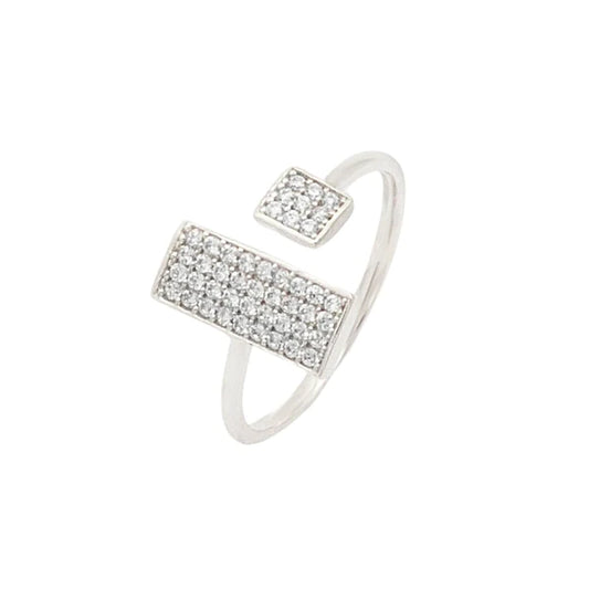 Inel Aur Alb 14k Modern Square Reglabil