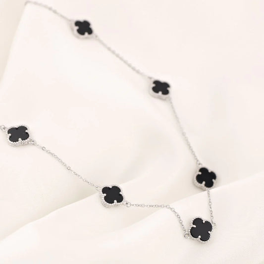 Lant Argint Flori cu Onix 1cm