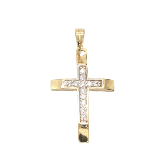 Pandantiv Aur 14k Cruce Unisex cu Pietre Zirconia