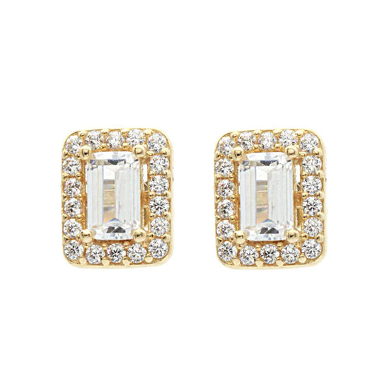 Cercei Aur Galben 14k cu Pietre Zirconia Baguette