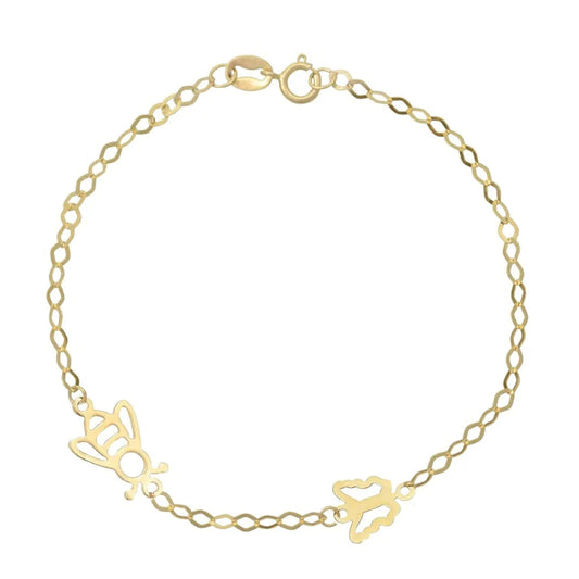 Bratara Copii Aur 14k Albina si Fluture
