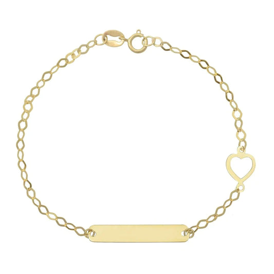 Bratara Copii Aur 14k Placuta si Inimioara