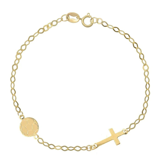 Bratara Copii Aur 14k Minge Fotbal si Cruce