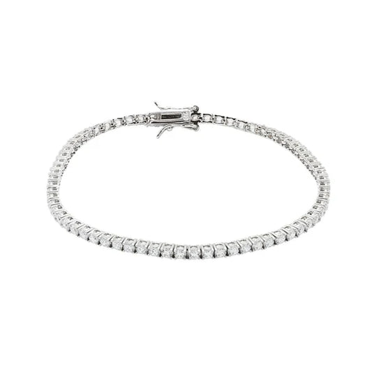 Bratara Argint cu Pietre Albe Rotunde 3mm