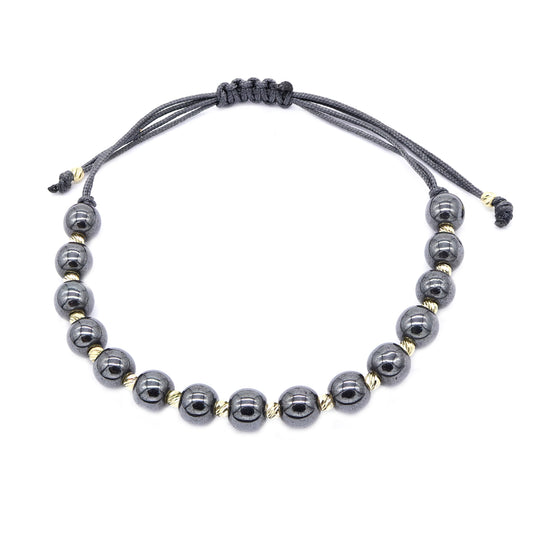 Bratara Snur Bile Aur 14k si Onix Negru - Bijuteria Cleopatra