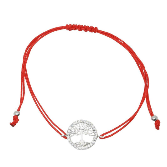 Bratara Snur Argint Copacul Vietii cu Pietre Albe