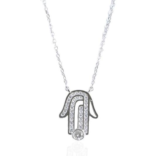 Lant Argint Palma si Pietre Albe - Bijuteria Cleopatra