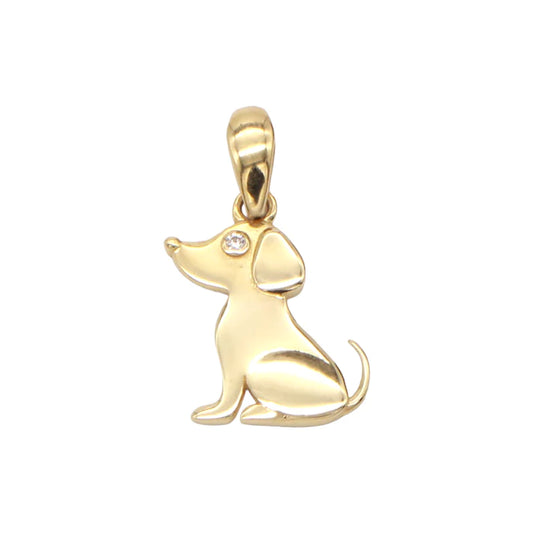 Pandantiv Aur 14k Catelus cu Piatra Zirconia