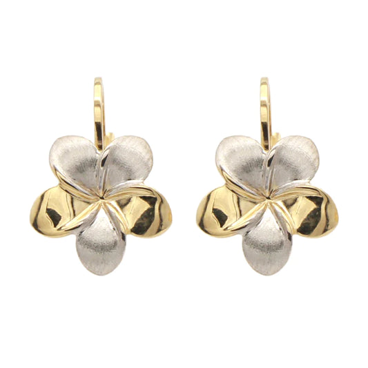 Cercei Aur Alb si Galben 14k Floare